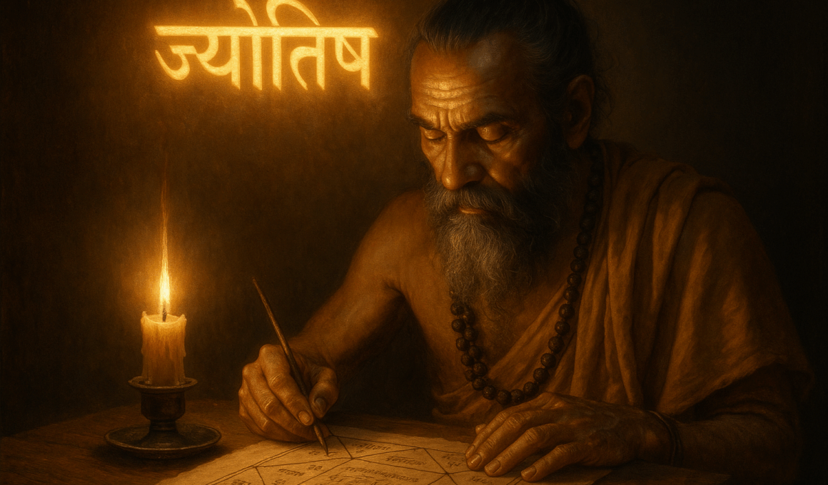Ведический учёный пишет натальную карту (A Vedic Scholar Writes a Natal Chart by Candlelight)