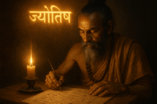 Ведический учёный пишет натальную карту (A Vedic Scholar Writes a Natal Chart by Candlelight)