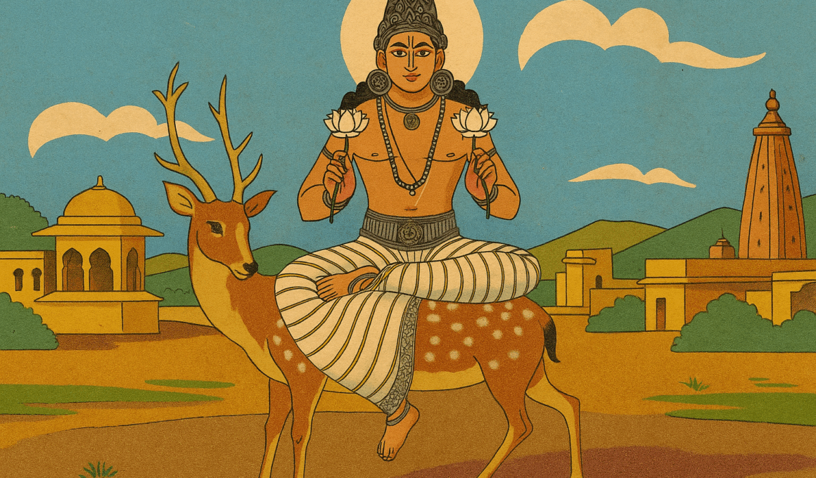 Бог Луны Чандра сидящей на олене (Moon God Chandra Seated on a Deer)
