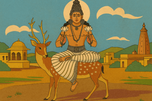 Бога Луны Чандры сидящей на олене (Moon God Chandra Seated on a Deer)
