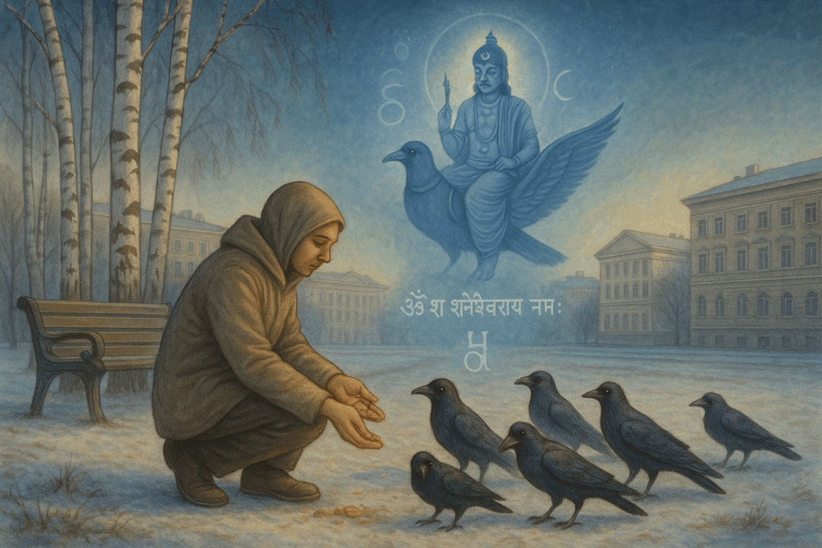 Священный ритуал в честь Господа Шани Сатурна — кормление ворон (Sacred Ritual Honoring Lord Shani Saturn — Feeding Crows)