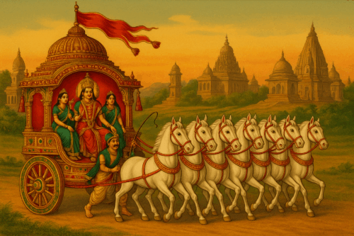 Ведический бог Солнца Сурья на фоне древней Индии (Vedic Sun God Surya Against the Background of Ancient India)